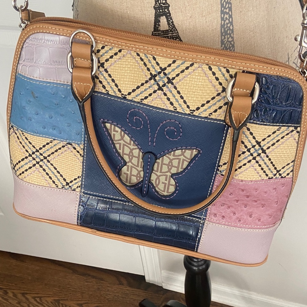 Giani Bernini Eucbutterfly Patchwork Dome Satchel… - image 2